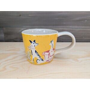 Anthropologie Yellow Pet Shop Dogs Coffee Tea Cup Mug